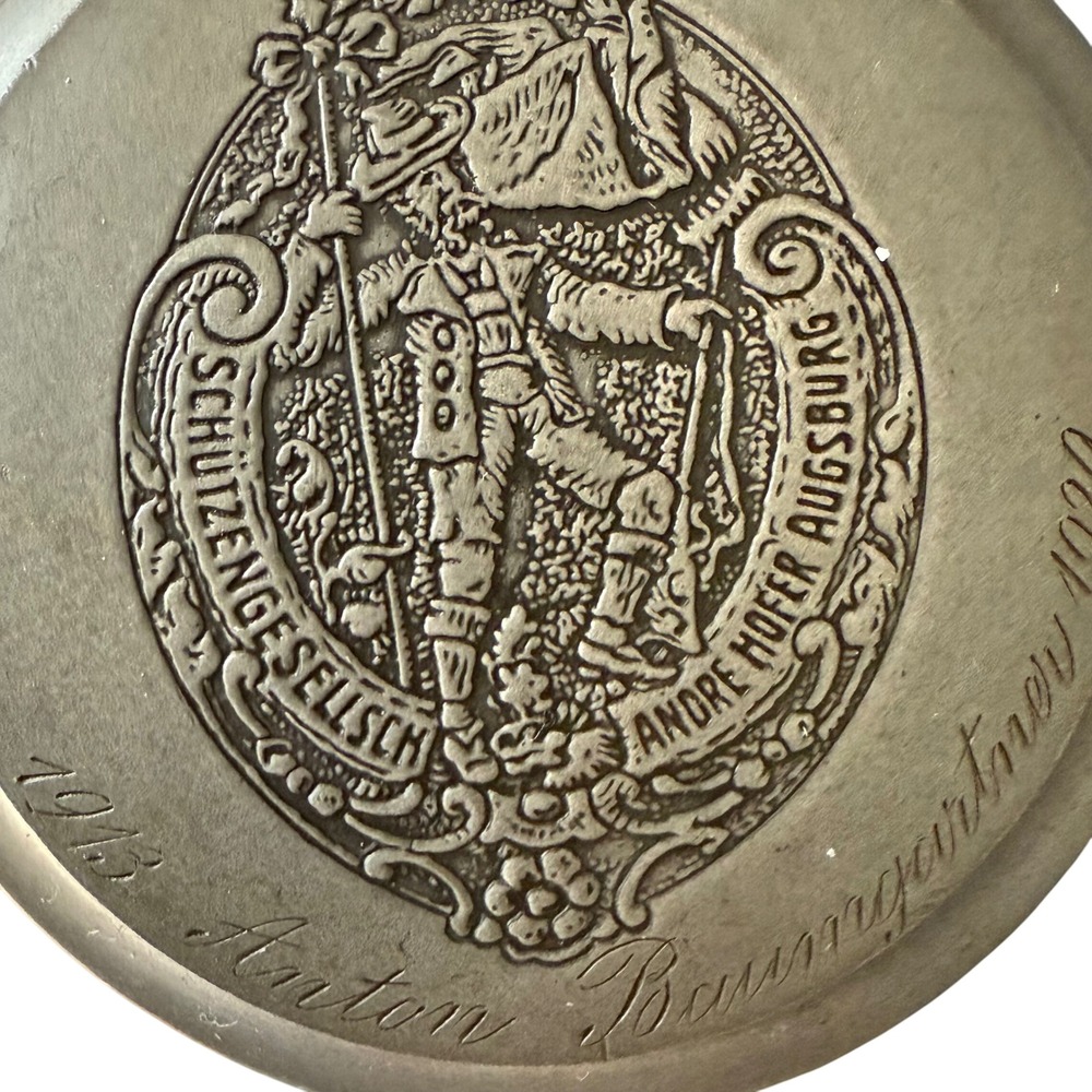 Merkelbach Grenzhausen German Beer Stein Cobalt Blue Pewter Lid 1913 Engraving - Picture 2 of 5